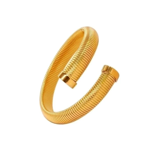 Minimalist Solid Color Stainless Steel 18K Gold Plated Bangle In Bulk