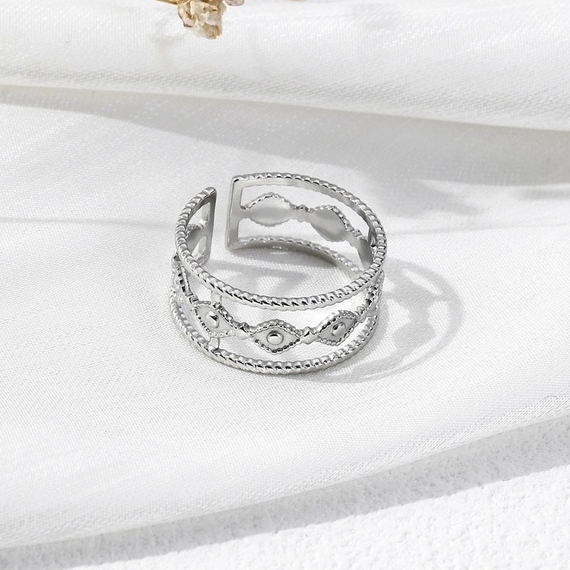 304 Stainless Steel Casual Modern Style Geometric Eye Open Rings