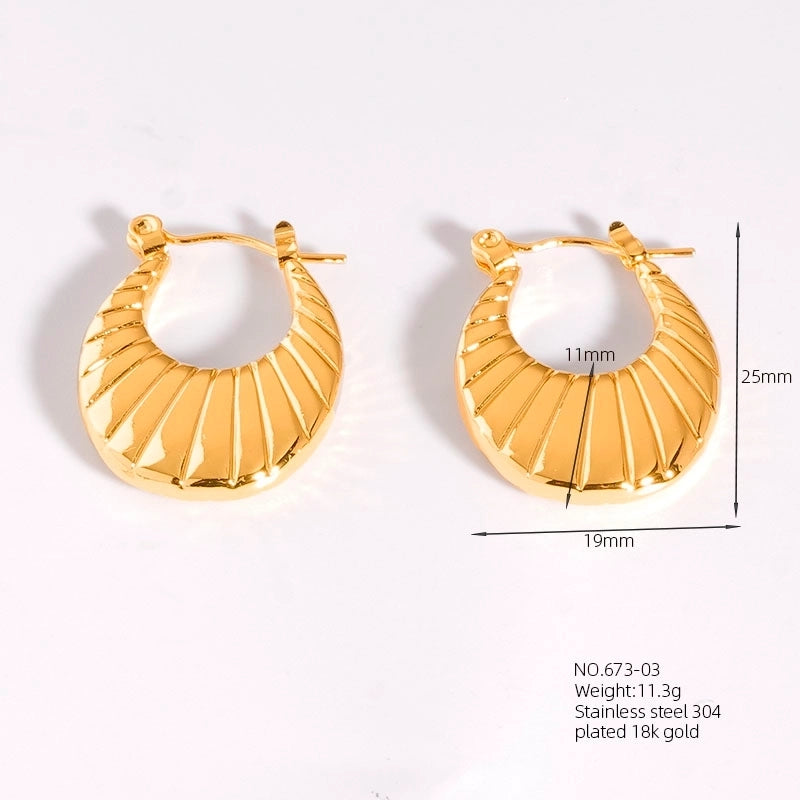 1 Pair Casual Modern Style Classic Style U Shape Geometric 304 Stainless Steel Titanium Steel 18K Gold Plated Earrings
