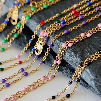 Titanium Steel 18K Gold Plated Minimalist Geometric Enamel Necklace