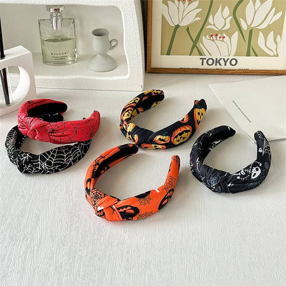 Europe And America New Halloween Headband Skull Pumpkin Fabric Knotted Headband Holiday Party Headdress In Stock