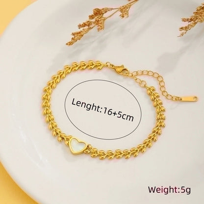 Sweet Rabbit Sun Heart Shape Titanium Steel 18K Gold Plated Artificial Gemstones Bracelets In Bulk