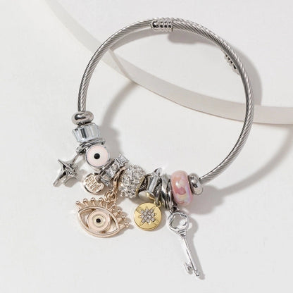 2 Pieces Retro Exaggerated Eye 304 Stainless Steel Bangle In Bulk