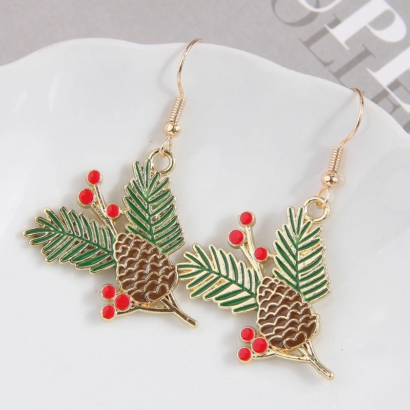 1 Pair Minimalist Christmas Tree Enamel Alloy Drop Earrings
