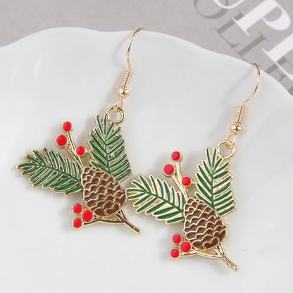 1 Pair Minimalist Christmas Tree Enamel Alloy Drop Earrings