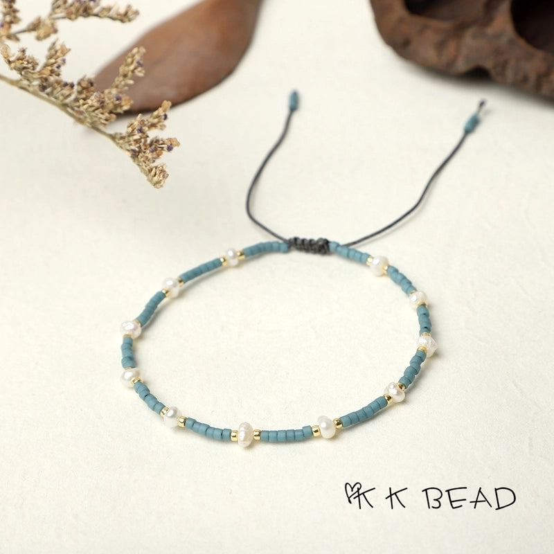 1 Piece Minimalist Color Block Freshwater Pearl Glass Beaded Bracelets