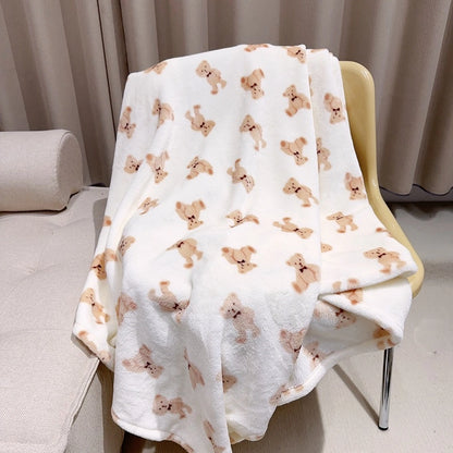 In Stock | Style Autumn And Winter Thickened Cartoon Crayon Small New Flannel Casual Plush Blanket Dormitory Bed Sheet