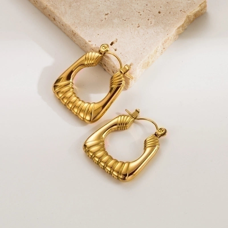 1 Pair Ig Style Minimalist Geometric Solid Color Plating Stainless Steel 18k Gold Plated Earrings