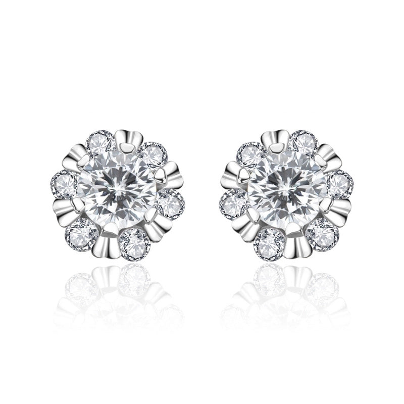 1 Pair Casual Minimalist Geometric Heart Shape Inlay Copper Zircon White Gold Plated Ear Studs