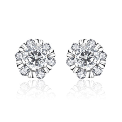 1 Pair Casual Minimalist Geometric Heart Shape Inlay Copper Zircon White Gold Plated Ear Studs