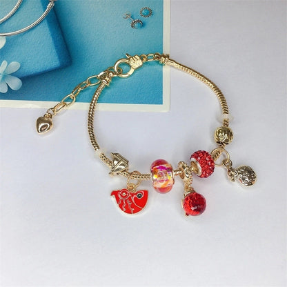 Cute Minimalist Dolphin Heart Shape Flower Stainless Steel Alloy Resin Rhinestones Bangle In Bulk