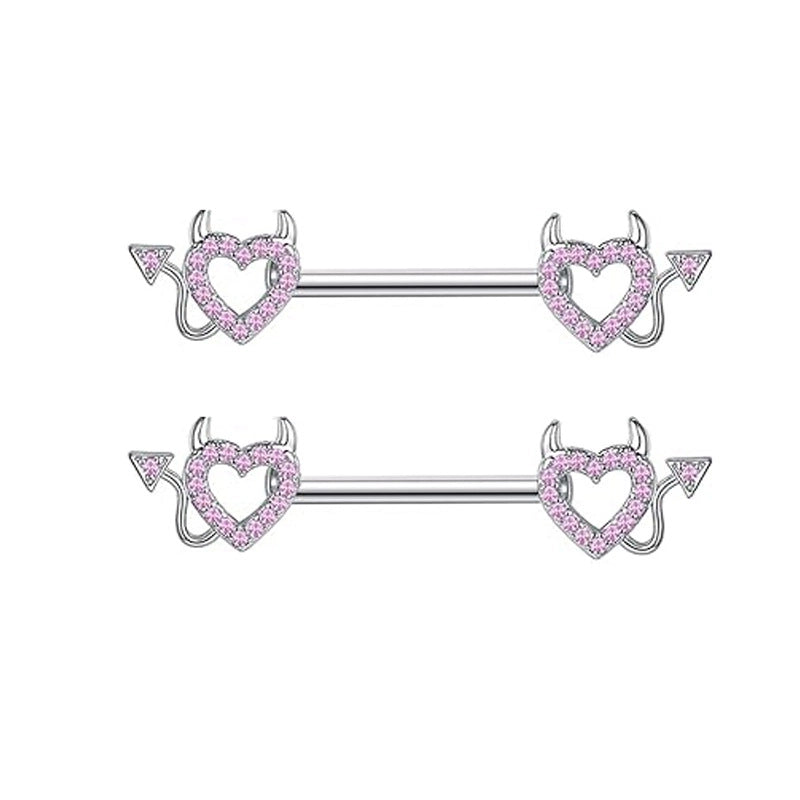 1 Pair Nipple Rings & Studs Minimalist Geometric Heart Shape 304 Stainless Steel Copper Plating Nipple Rings & Studs