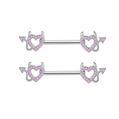 1 Pair Nipple Rings & Studs Minimalist Geometric Heart Shape 304 Stainless Steel Copper Plating Nipple Rings & Studs