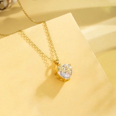2 Pieces Stainless Steel Titanium Steel 18K Gold Plated Casual Elegant Plating Inlay Cross Heart Shape Flower Zircon Pendant Necklace