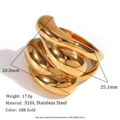 Fashion Creative Circle Geometric Stainless Steel 18K Gold Plated Rings
