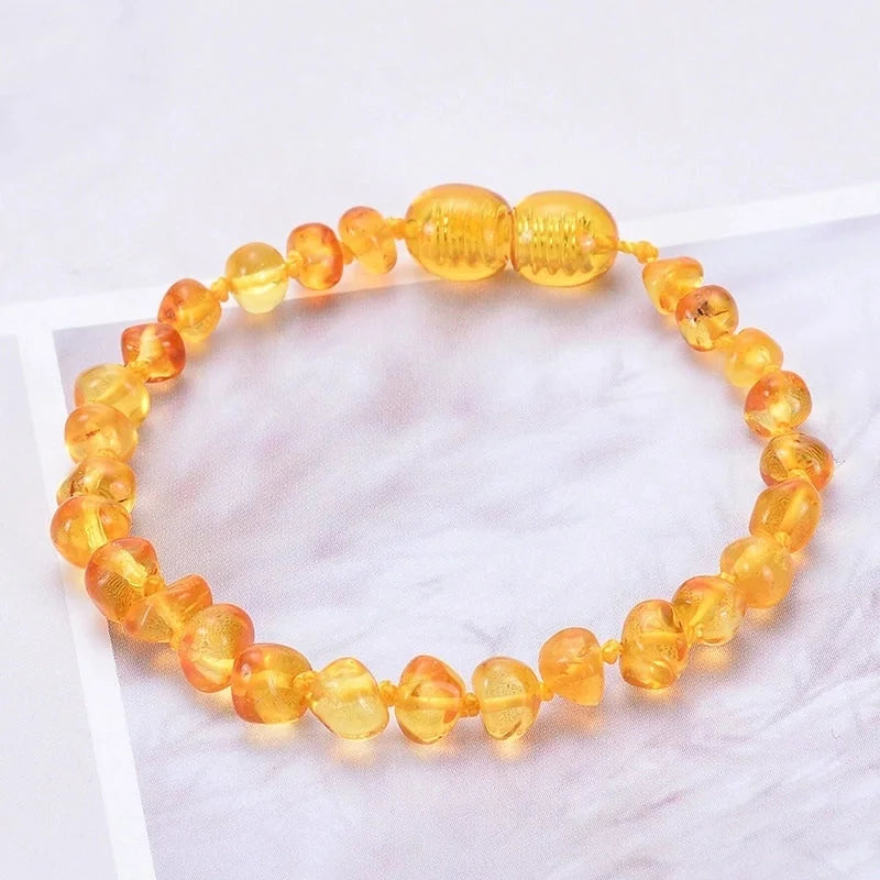 Elegant Solid Color Amber Beaded Bracelets
