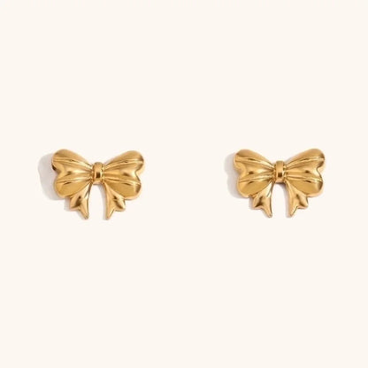 316L Stainless Steel 18K Gold Plated Elegant Bow Knot Earrings Necklace