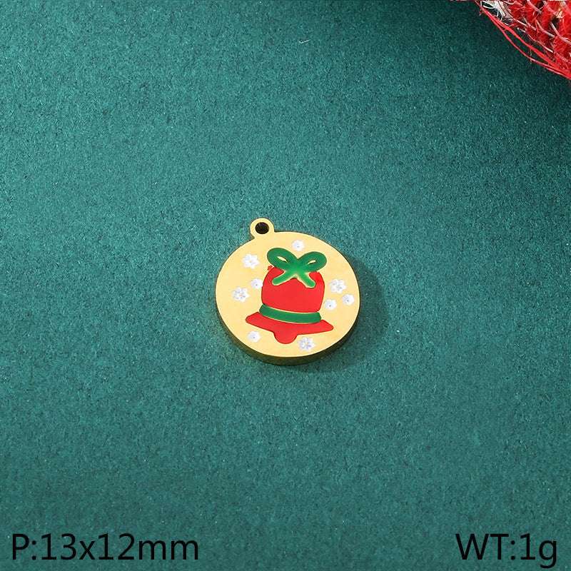 Diy Christmas Elements Oil Drop Stainless Steel Accessories Pendant Christmas Tree Santa Claus Snowman Reindeer