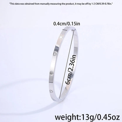 Elegant Luxurious Minimalist Heart Shape 304 Stainless Steel Bangle In Bulk