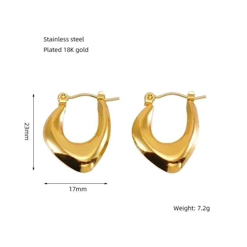 1 Pair Elegant Solid Color Plating Stainless Steel Titanium Steel 18K Gold Plated Earrings