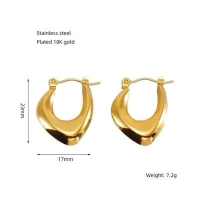1 Pair Elegant Solid Color Plating Stainless Steel Titanium Steel 18K Gold Plated Earrings