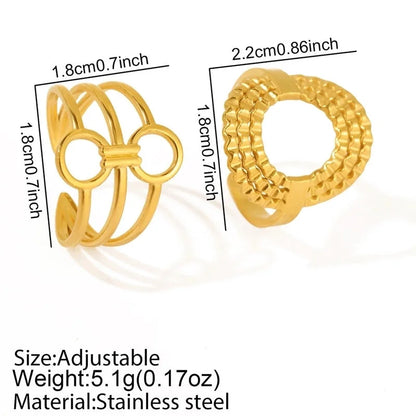 Exaggerated Minimalist Geometric 304 Stainless Steel Gold Plated Plating Open Rings
