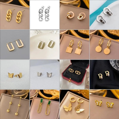 1 Pair Sweet Letter Heart Shape Flower Plating Titanium Steel Ear Studs