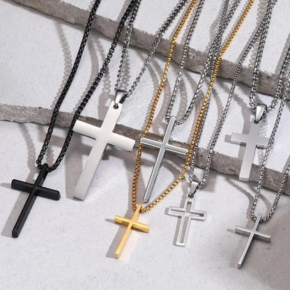 Jewelry Religion Cross 304 Stainless Steel Pendant Necklace