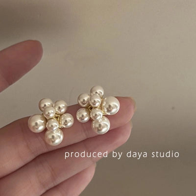 1 Pair Minimalist Round Inlay Alloy Zircon Ear Studs