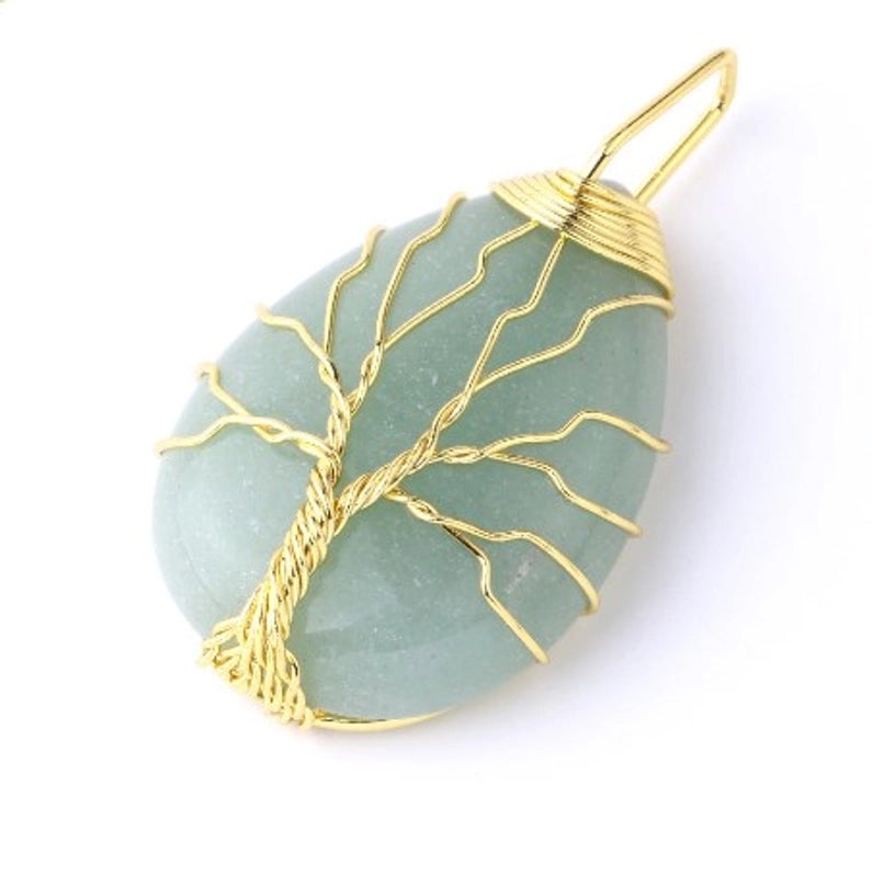 Ig Style Minimalist Tree Water Droplets Natural Stone Crystal Opal Women's Pendant Necklace Necklace Pendant