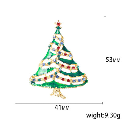 Fashion Pin Christmas Tree Alloy Inlay Rhinestones Women'S Brooches