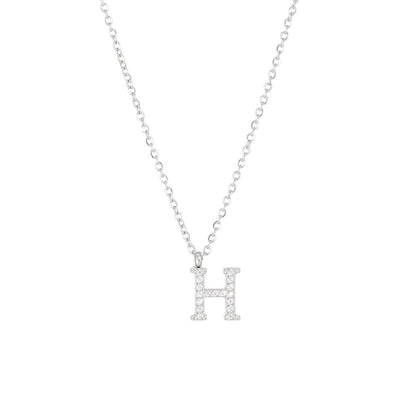 Minimalist Letter 304 Stainless Steel Zircon 16K Gold Plated White Gold Plated Plating Inlay Pendant Necklace