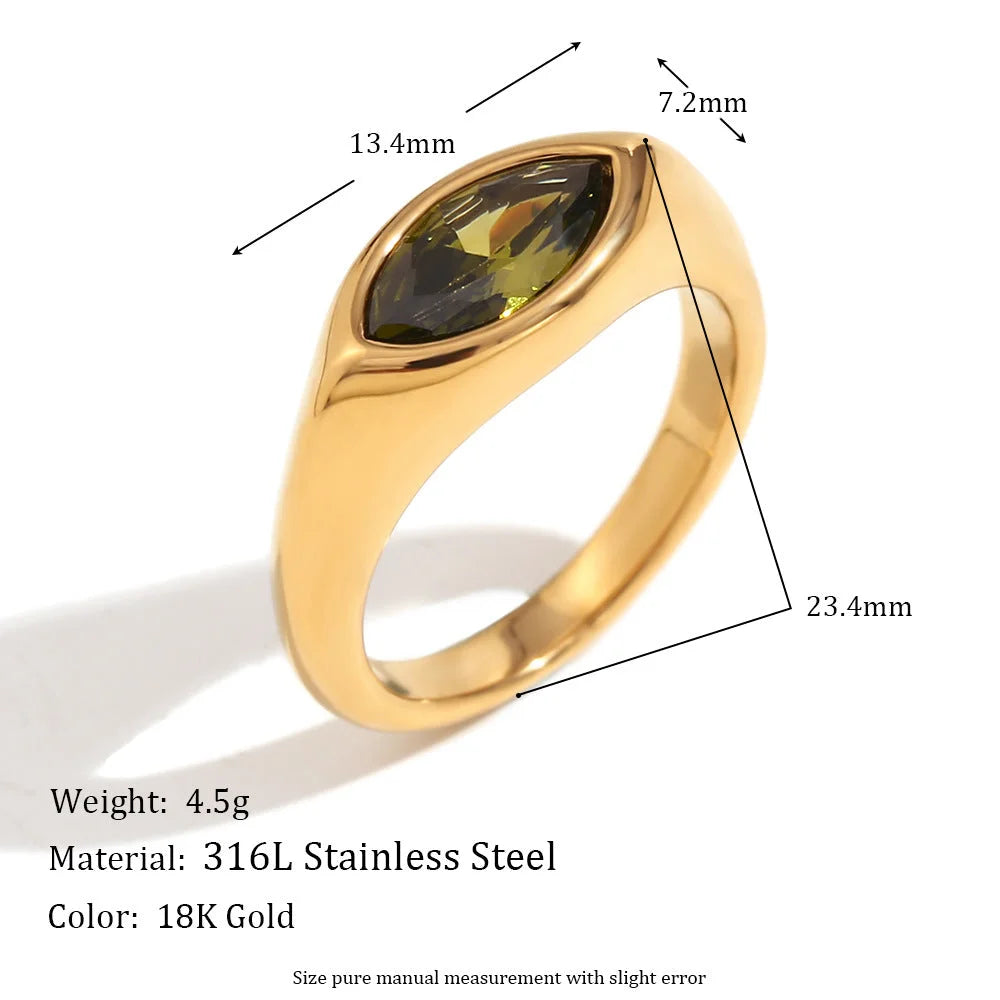 Minimalist Circle Geometric Stainless Steel 18K Gold Plated Rings