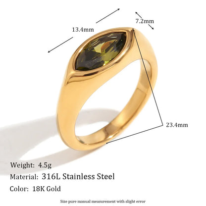 Minimalist Circle Geometric Stainless Steel 18K Gold Plated Rings