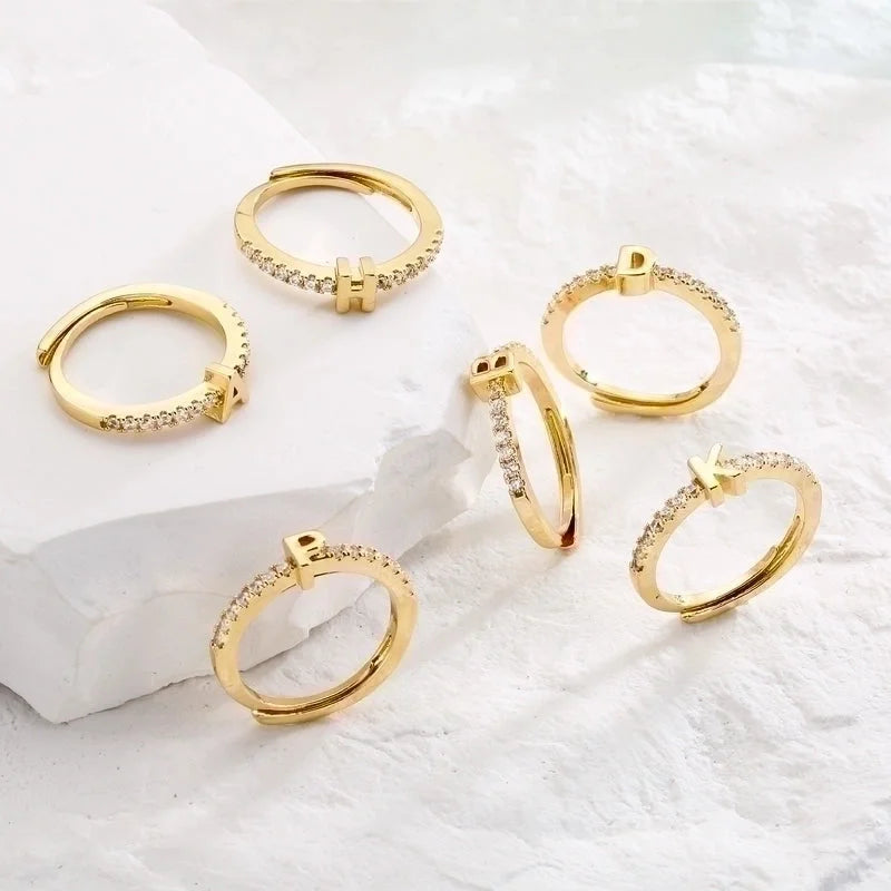 Fashion Geometric Copper Zircon Rings In Bulk