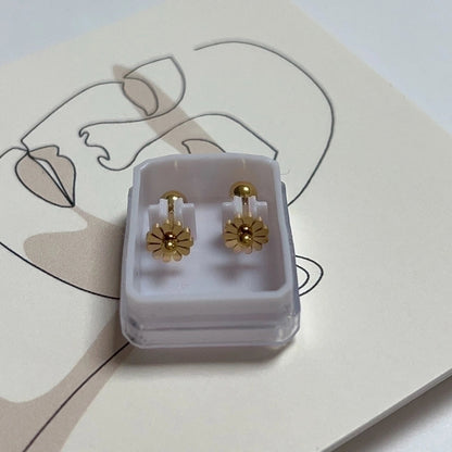 1 Pair Sweet Cross Heart Shape Snowflake Plating 304 Stainless Steel Titanium Steel 18K Gold Plated Cartilage Earrings