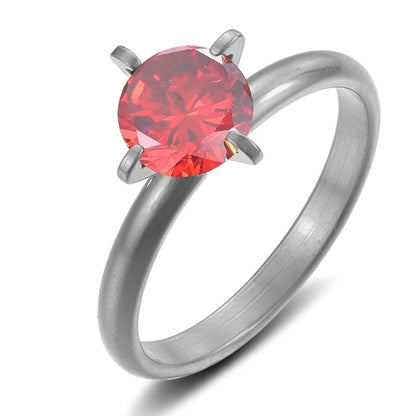 Elegant Solid Color Titanium Steel Inlay Zircon Rings