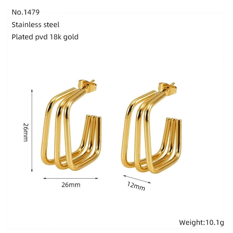 1 Pair Minimalist Classic Style Solid Color 304 Stainless Steel 18K Gold Plated Earrings Ear Studs