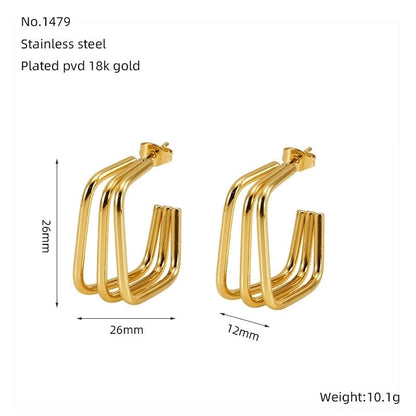 1 Pair Minimalist Classic Style Solid Color 304 Stainless Steel 18K Gold Plated Earrings Ear Studs