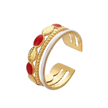Fashion Geometric 304 Stainless Steel 18K Gold Plated Plating Open Ring