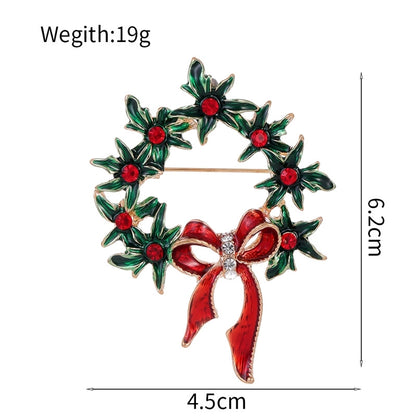 Cute Pin Christmas Tree Wreath Zinc Alloy Enamel Plating Inlay Rhinestones Unisex Brooches