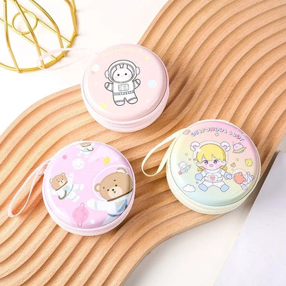 Unisex All Seasons Tinplate Cartoon Cute Round Zipper Small Wallet