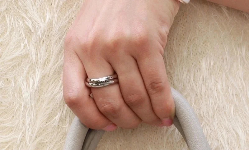 Retro Titanium Steel Three-ring Ring