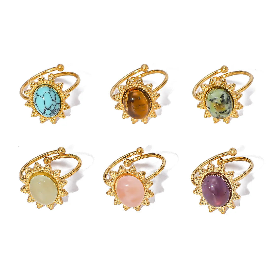 Unisex IG Style Ellipse Round Geometric Stainless Steel Electroplating Rings