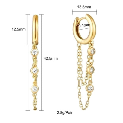 2 Pieces French Style Minimalist Solid Color Plating Inlay Copper Zircon 18k Gold Plated Drop Earrings