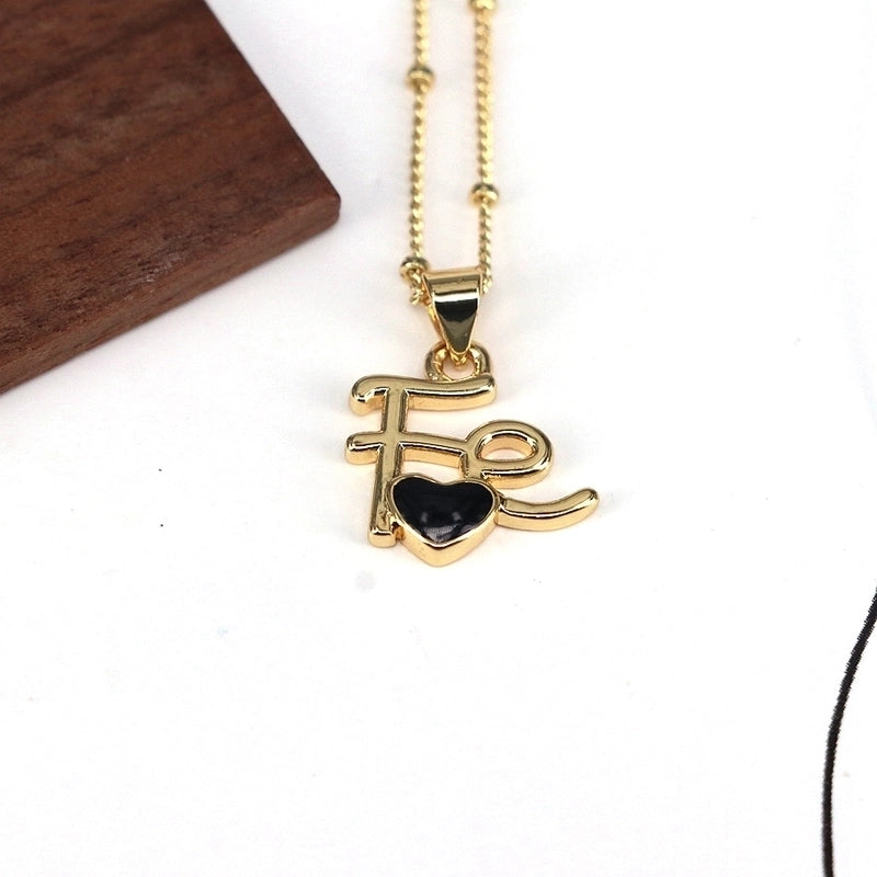 Copper Enamel Geometric Heart Shape Pendant Necklace