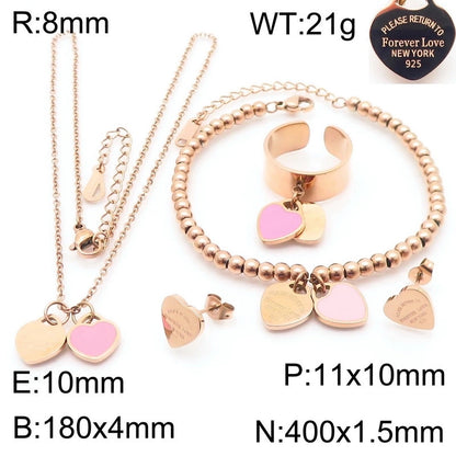 Minimalist Heart Shape 304 Stainless Steel 18K Gold Plated Jewelry Set