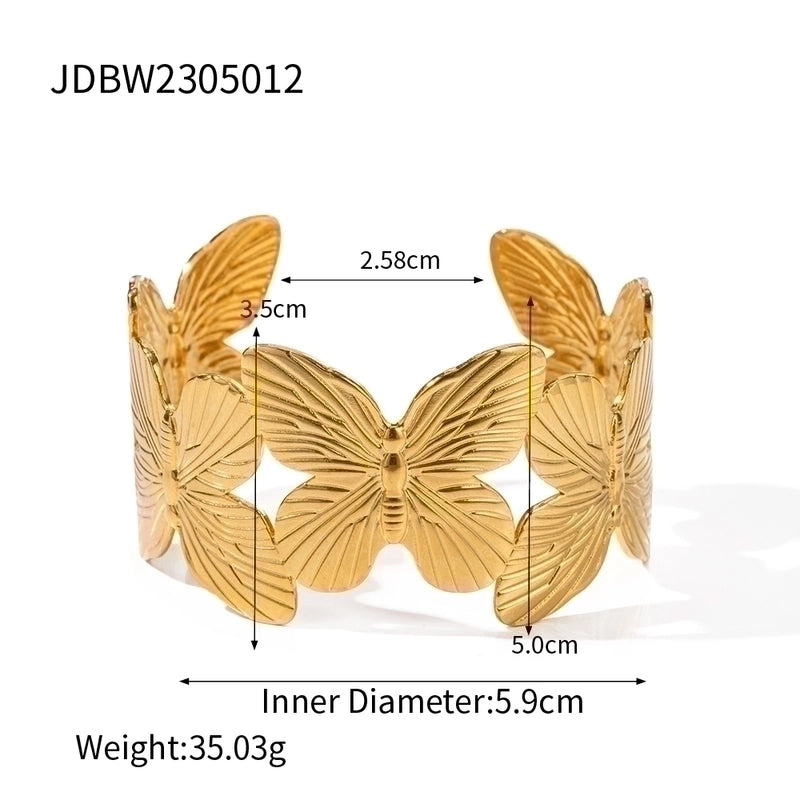 Elegant Lady Geometric Flower Stainless Steel 18K Gold Plated Bangle In Bulk