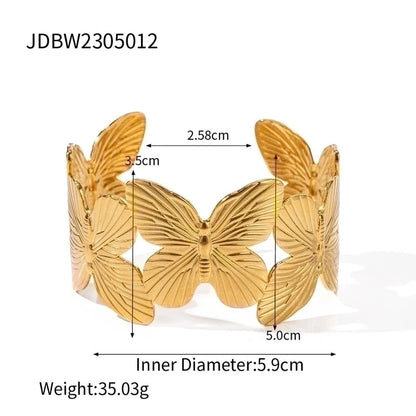 Elegant Lady Geometric Flower Stainless Steel 18K Gold Plated Bangle In Bulk