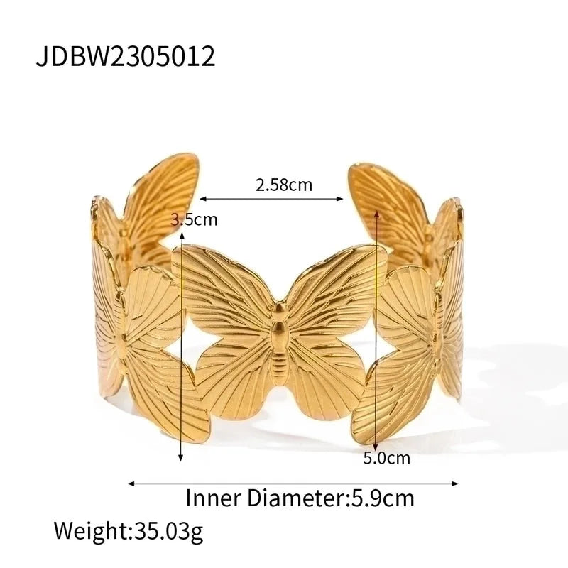 Elegant Lady Geometric Flower Stainless Steel 18K Gold Plated Bangle In Bulk